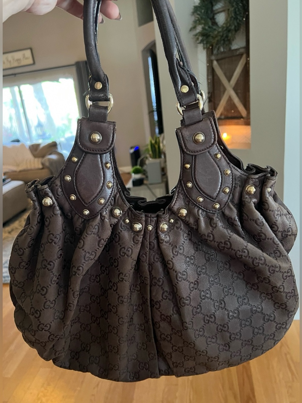 Gucci Pelham Guccissima Studded Leather Hobo Bag